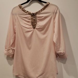 Light pink top with gold sequin